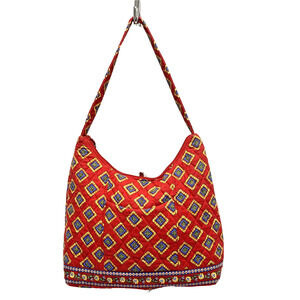 Vera Bradley Villa Red 2014 shoulderbag purse medium zipper top quilted cotton
